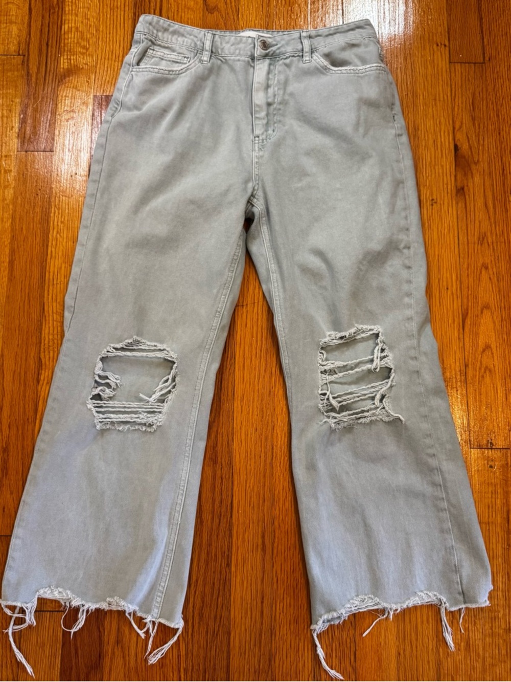 Vervet Jeans Women’s 29 High Rise Wide Leg Distressed Ripped Raw Hem Cloud Blue